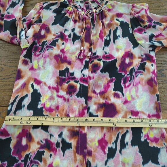 Kobi Halperin Mabel abstract Floral art career‎ soft elegant silk blouse size S - Picture 15 of 16